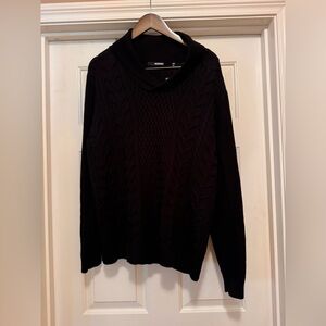 Murano Men’s Black Wool Blend Cable Knit Shawl Neck Sweater size x-large NWT